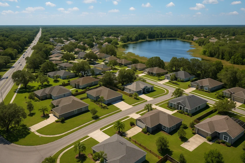 Aerial view of Alafaya neighborhood in Orlando, Florida – local house cleaning by AbracadaClean
